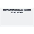 Box Packaging Panel Face Envelopes, "Certificate Of Compliance Enclosed" Print, 11"L x 6"W, Black, 1000/Pack PL511